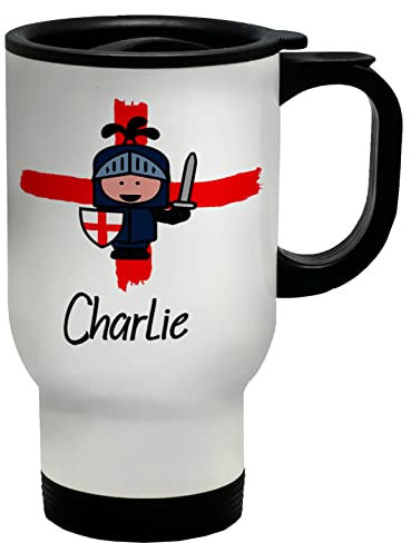 Shopagift Personalised St George's Day Knight England Flag Travel Mug Gift Cup