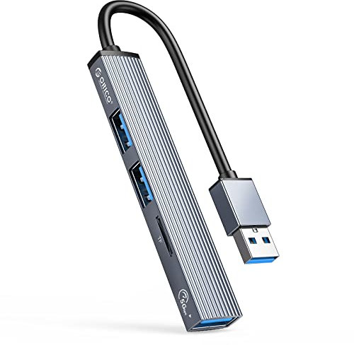 ORICO Mini USB C Hub Extensions, 4 Port USB 3.0 Hub Expander, Aluminum Shell with USB3.0 Port, USB2.0 Port, for Laptop, PC, Mac, XPS, – Portable Multi USB Port & Computer Type-C Hub (AH-A12F, Gray)