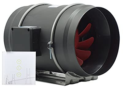 Duct Fan Booster Inline Ventilation 8 Inch with Wireless Switch Exhaust Blower Vent Air Extractor Ventilation Low Noise Operation with Aluminum Blade and Grounded Power Cord (Black)