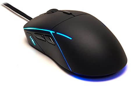SPYCO - Mouse Gaming Ergonomico, Sensore Pixart 3360 12.000 DPI, Polling Rate 1000Hz, 6 Pulsanti Programmabili, RGB Dinamico, Compatibile con Tastiera Gaming 60% SFX, Nero, Plastica