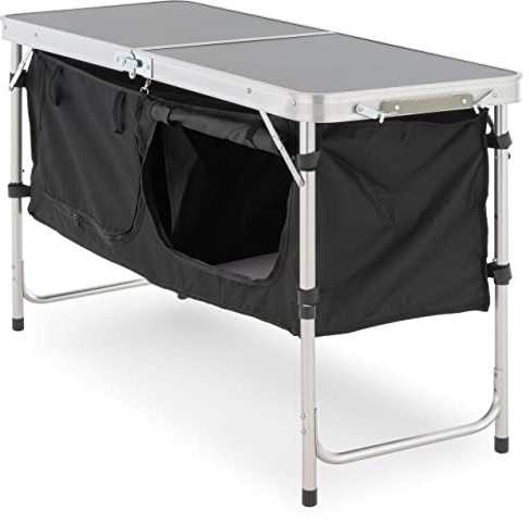 SONLEX Campingschrank faltbar Alu Campingtisch Falt-Schrank Arbeitsfläche höhenverstellbar Outdoor-Schrank Campingmöbel inkl. Tragetasche Klapptisch
