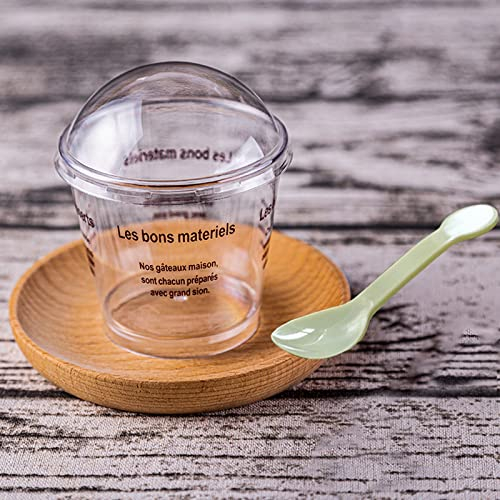 Tazones De Postre De Plástico,Mini Tazas De Postre Con Cucharas Vaso De Degustación Tazas De Postre Reutilizables Para Aperitivos De Postre De Fiesta, 50 Piezas, Transparente ( Color : Transparent , S
