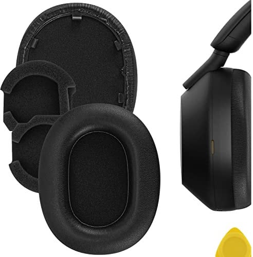 Geekria QuickFit Replacement Ear Pads for Sony WH-1000XM5 (WH1000XM5) Noise Canceling Headphones Ear Cushions, Repair Parts (Black)