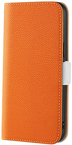OPPO A17 Flip Case Shockproof PU Leather Wallet Cover Solid Color with Stand Magnetic Card Holder Slots Money Pouch Slim Folio Bumper Protective Phone Case for OPPO A17 Orange