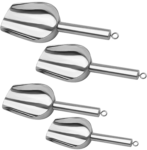 ZEONHEI 4PCS Ice Scoop, 5oz 8oz 12oz 24oz Stainless Steel Food Scoop, Sweet Scoop, Metal Flour Scoop, Ice Cube Shovels Utility Scoop for Kitchen Party Bar