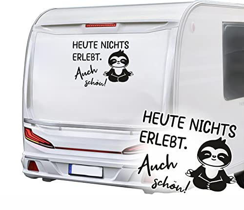 KLEBEKÖNIG Wohnwagen Aufkleber Heute nichts erlebt.. Faultier Wohnmobil Caravan Wohnwagen Van Sticker Aufkleber Autoaufkleber