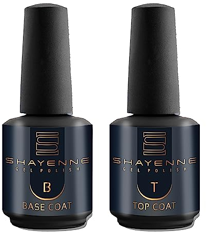 Shayenne 2er Set Unterlack Base Coat 15ml + Überlack Top Coat 15ml UV LED Gel ohne Schwitzschicht Set Mäniküre Kit Nagellack Nail Polish