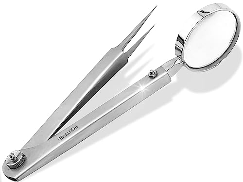 InstrumenteNrw Zeckenzange Zeckenpinzette mit Lupe zur Zeckenentfernung bei Hunden und Haustieren Zeckenentferner-Pinzette aus Edelstahl Fein und Spitz mit Echt Glas Lupe und Vergrößerung