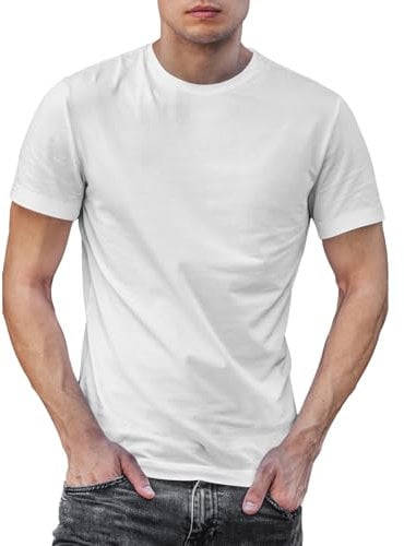 NetSetUK Men's Value Weight Short Sleeve T-Shirt Plain Crew Neck 100% Cotton Summer T Shirts for Men UK Size (S to XXL) White