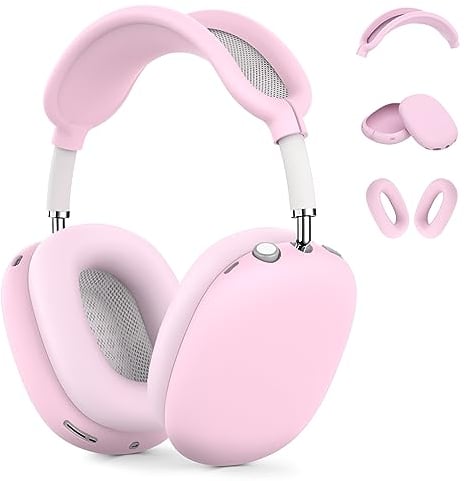 Silicone Case Cover for AirPods Max - Ear Pad, Cups, Headband Protector - Soft Accessories for Apple AirPods Max New USB-C (2024) (Pink)