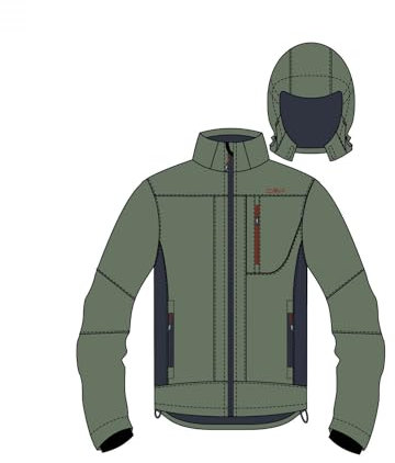CMP - Herren Softshelljacke mit Abnehmbarer Kapuze, Salvia, 52