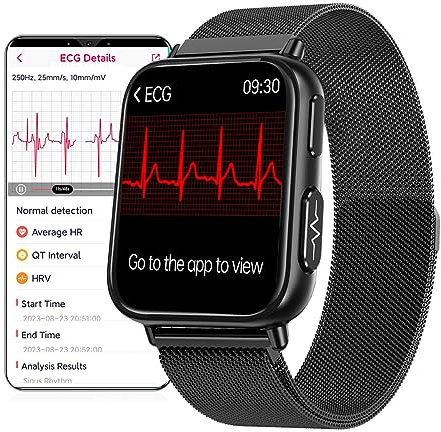 DigiKuber Orologio Intelligente ECG, 1,91 pollici Smartwatch Impermeabile, Pressione Sanguigna, SpO2, Frequenza Cardiaca, Promemoria Messaggi e Chiamate per Android iOS