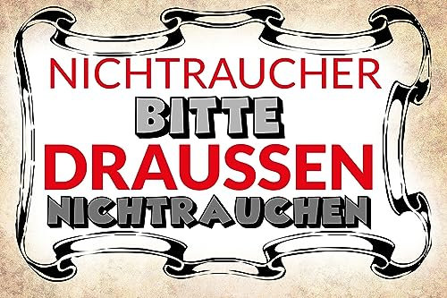 AGDeko® Blechschild Nichtraucher bitte draußen Größe 30x20 cm
