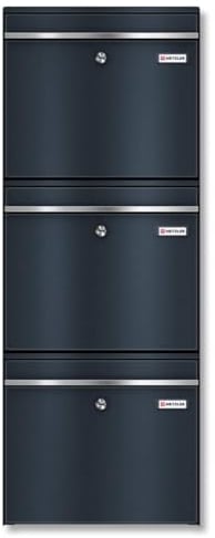 Metzler XXL dreifach Briefkasten für 3er Familienhaus aus massivem Stahl in Anthrazit RAL 7016 - mit austauschbarem namensschild - Wandmontage - 780 x 687 x 116 mm - Vertikal Bk212