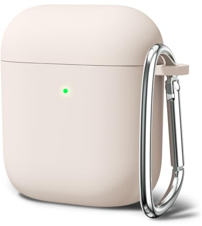 Oakxco für Airpods Hülle Silikon Bunt Matt Glatt Dünn Weich Gummi Airpods 1/2 Generation Case, Mädchen Einfarbig Hart Plastik Slim TPU Aesthetic Silikonhülle mit Karabiner, Beige Taupe