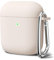 Oakxco für Airpods Hülle Silikon Bunt Matt Glatt Dünn Weich Gummi Airpods 1/2 Generation Case, Mädchen Einfarbig Hart Plastik Slim TPU Aesthetic Silikonhülle mit Karabiner, Beige Taupe