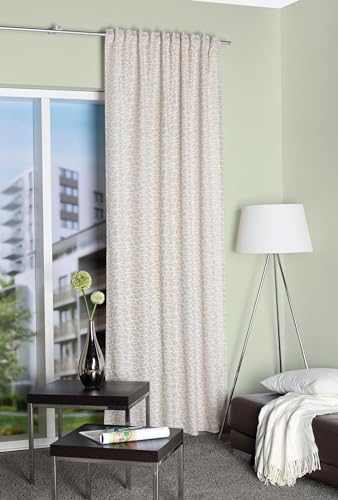 HOME WOHNIDEEN Fertigvorhang Minas aus Jacquard mit 3D Optik, 245x140 cm, Blickdicht, Farbe:beige, Größe:245 x 140 cm, Anzahl:1x