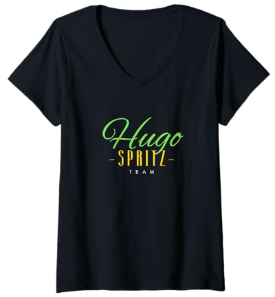 Damen Hugo Spritz Team | Holunder Sommer Sekt Prosecco Cocktail T-Shirt mit V-Ausschnitt