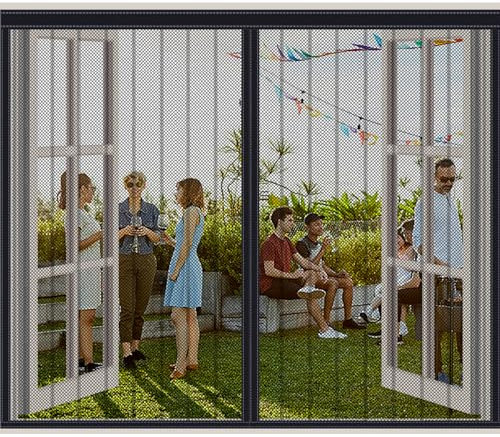 ZHZFSH Magnet Fliegengitter Fenster, Fliegengitter Magnetvorhang, Fliegengitter mit Magnet, Magnetisches Moskitonetz mit Klettverschluss, BalkonFenster TerrassenFenster, Ohne Bohren,105×125cm,Schwarz