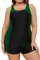 SHEKINI Maillot de Bain Sportif Maillot de Bain Grande Taille Femme 1 Piece Maillot de Bain Sport(2XL, Vert Noir)