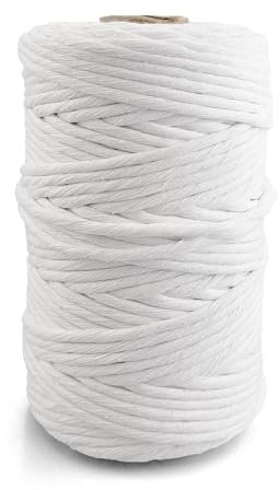 Netuno 1x Makramee Garn Weiß 5 mm 100 m gedreht Baumwolle Kordel Textilgarn Kordelband Naturgarn Baumwollgarn Dekoschnur Makrameeschnur Baumwolle Baumwollschnur Makramee Seil Baumwolle