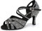YCALCP Scarpe da Ballo Latino Americano Donna con Strass in Raso Punta Aperta Salsa Bachata Scarpe da Ballo da Sala,YCL388-Nero-7.5,EU 37