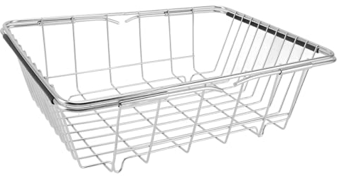 Cesta de Almacenamiento para Congelador, Contenedores Organizadores de Alambre de Acero Inoxidable, Cestas de Almacenamiento de Metal para Refrigerador con Mango Extensible