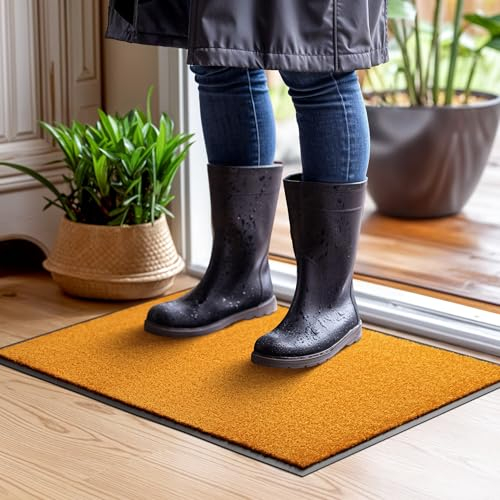 Bodenständig® Saubere Schuhe Dank saugstarkem Stoff (robust) perfekte Größe Gelb in 60x90cm - Fußmatte innen, Fussmatte innen - Schmutzfangmatte für innen Türmatte