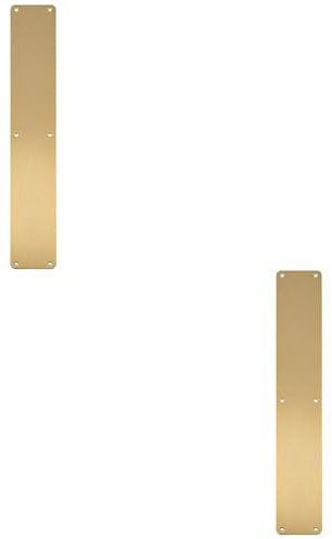 2 Pack - Plain Door Finger Plate 500 x 75mm - Satin Brass Steel Push Plate