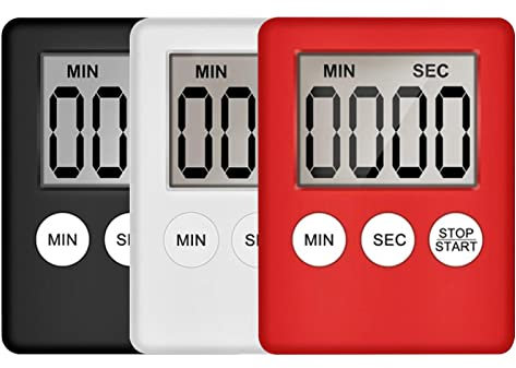 3Stück Eieruhr Timer Digital Küchentimer, Stoppuhr mit lauter Alarm, Küchentimer Küche, Magnetische Stoppuhr Küchentime, Eieruhren Digitaler Küchentimer, Küchen Minuten Sekunden Timer Tool
