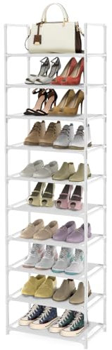 barsone Schuhregal, 10 Etagen, hohe Schuhregale, 20–25 Paar, Schuhaufbewahrung, Metall-Schuhregal, stapelbarer Schuhständer, Organizer für Engen Raum, Schrank, Eingangsbereich, Flur