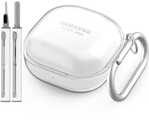Transparente Hülle Kompatibel mit Samsung Galaxy Buds Pro 2/FE/2/Pro/Live Case mit Karabiner & Reiniger Kit