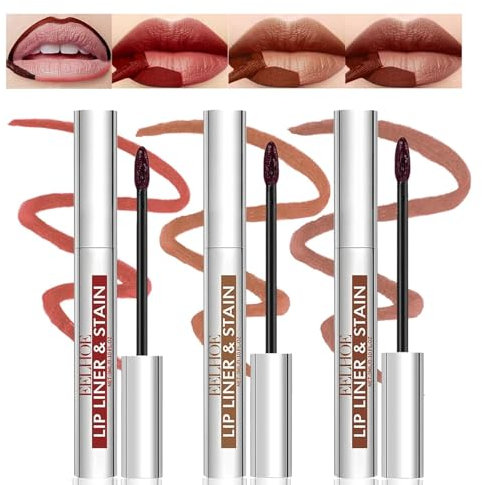 Gireatick Peel Off Lip Liner Stain, 3Pcs Lang Anhaltender Tattoo Lip Liner Bleiben Sie den Ganzen Tag an, Wasserfester Peel Off Lippenfleck Mit Mattem Finish
