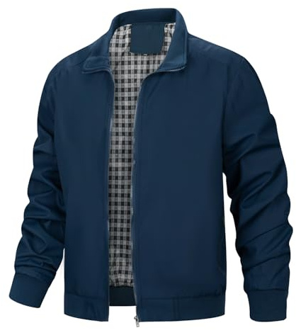 Wirltte Mens Bomber Jackets Lightweight Casual Windbreaker Baseball Sports Hiking Jacket Outwear with Zip Pockets