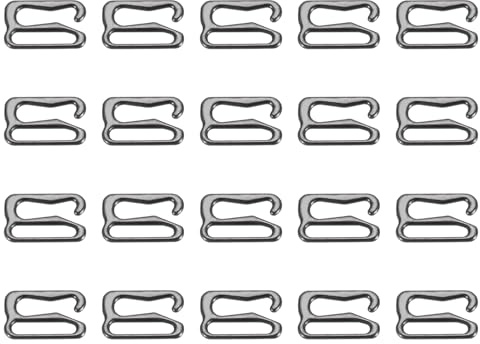 sourcing map 20 ganci a 9 forme da 18,5 mm, in lega, regolabili per reggiseno, chiusura per costume da bagno, ganci di ricambio per reggiseno, clip da cucito per biancheria intima, colore nero, Nero ,