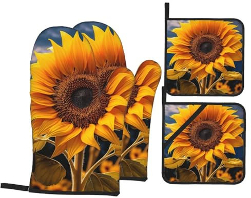 Bellissimi guanti da forno con stampa di girasole, guanti da forno personalizzati e presine, regali di cottura per la cucina
