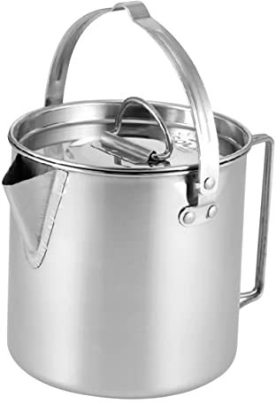 BRIGHTFUFU Portable Tea Pot Stainless Steel Camping Kettle Travel Kettle for Hiking Gas Stove Open Fire