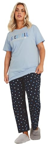 Yours Curve 'Sleep All Weekend' Wide Leg Pyjama Set - Women's - Plus Size Curve
