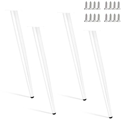 WWERTYY Lot de 4 Pieds de Meubles réglables en métal Blanc de 60 cm, Pieds de Rechange pour Table, Bureau, Chaise, Armoire, Commode, lit, crédence, Hauteur réglable pour canapé et Table ba
