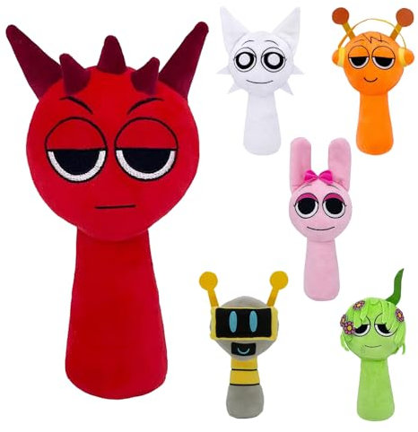 DHINCHANSAIB Sprunki Plush Plüschtier Sprunky Wenda und Grau, 10 Zoll, weich und lustig, Plüschspielzeug für Geburtstage von Fans und Freunden (Rot)