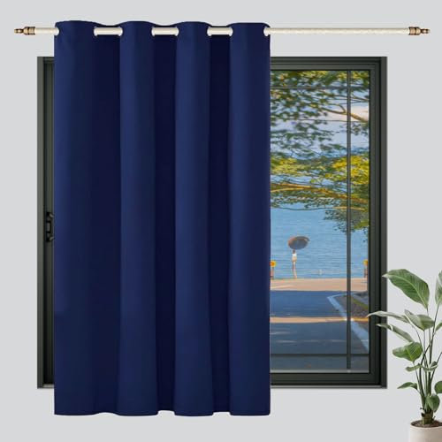 LIUWEIE Vorhang Blickdicht, Thermogardine 100 x 270 cm 1 Stück (B X H), Thermo Wärmeisolierend Thermovorhang Hitzeschutz mit Ösen für Wohnzimmer Schlafzimmer, Dunkelblau