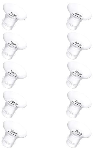 10Pcs Breast Pump Flange Insert 14/16/18/20/22mm*2 Compatible with Momcozy/Spectra/Medela/eufy/Elvie/Lansinoh/Paruu P10 Breast Pump, Fit for Momcozy M5/M9/M6/V2 Pro/V2 pro/S12 Pro/eufy E10 S1 S1 Pro