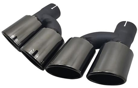 LGDONGFC Auto Auspuffblende für Audi A4L A5 A6L A7, Auspuffblenden Auto Endstück Kehle Edelstahl Auspuffrohr Schalldämpfer Verchromte Auto Zubehör,Black