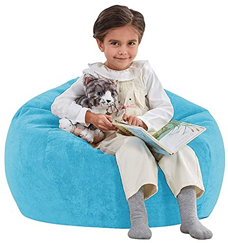 LazySof Bean Bag Sitzkissen Sitzsack für Spielzeug Stuffed Animal Storage Bean Bag Kuscheltier Aufbewahrungstasche (Ohne Füller) für Kinder Erwachsene,Sky Blue,100 * 120cm