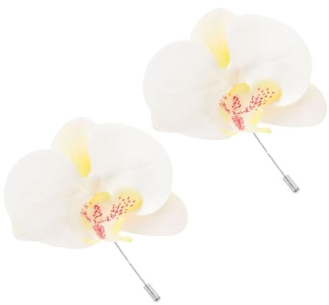 MUCKLILY 2pièces Broches Orchidée Blanches Broche Fleur Artificielle Bijoux Pour Costume Épingles à Revers Fleur Pince à Cheveux Orchidée Épingle à Revers
