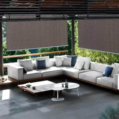 Outdoor-Rollo, wasserdicht, Sonnenrollo für Pergola, Terrasse, Balkon und Garten, langlebig, mit Stange aus Aluminiumlegierung