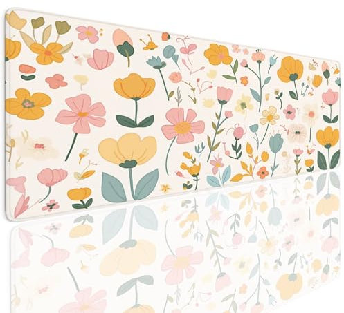 Gaming Mauspad XXL 900x500x4mm Mousepad Gaming Schreibtischunterlage Wasserfest Anti-Rutsch, Spring Mauspad Groß Vernähte Kanten Desk Mat Art Mouse Pad Verbessert Präzision und Geschwindigkei 4-1075