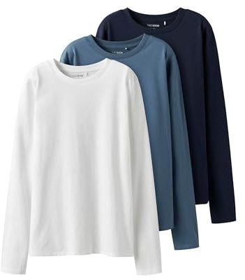 TWO SOON 3er-Pack Langarmshirt Jungen - Baumwolle Longsleeve T-Shirts für Kinder