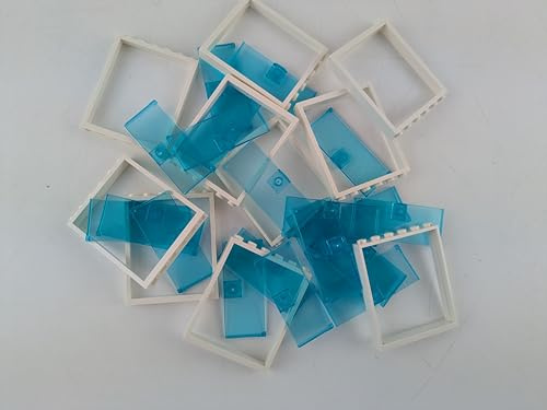 Lego® City 10 Stück 1x6x6 Türen – Weißer Rahmen und Transparent-Blaue Türblätter für Elegante Bauprojekte & kreative Designs!