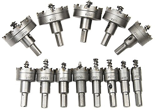 MALAYAS Jeu de 13 mèches de forage pour scie cloche en carbure de tungstène avec ressort pour l’aluminium, l’acier, le fer, le cuivre, le laiton, le bois